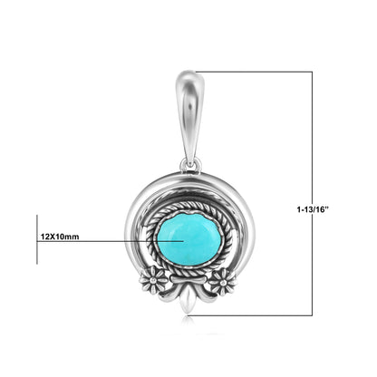 EXCLUSIVELY OURS! Sterling Silver Oval Blue Turquoise Naja Pendant Enhancer