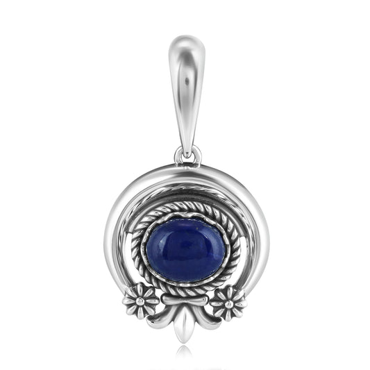 EXCLUSIVELY OURS! Sterling Silver Oval Lapis Lazuli Naja Pendant Enhancer