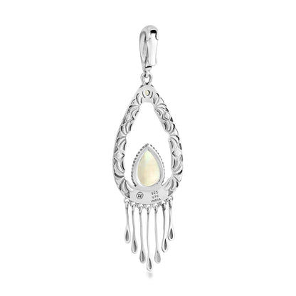 Sterling Silver Yellow Mother of Pearl Open Teardrop Pendant Enhancer