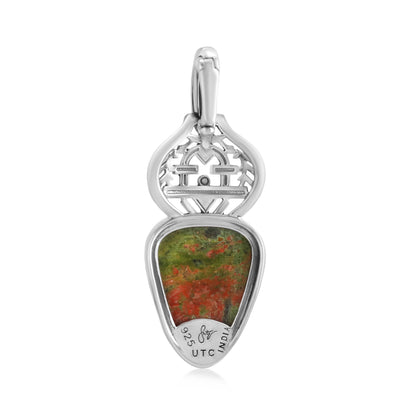 Sterling Silver Unakite Fritz Casuse Yeibichai Pendant Enhancer
