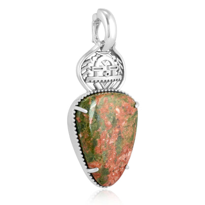 Fritz Casuse Sterling Silver Yeibichai Unakite Pendant Enhancer