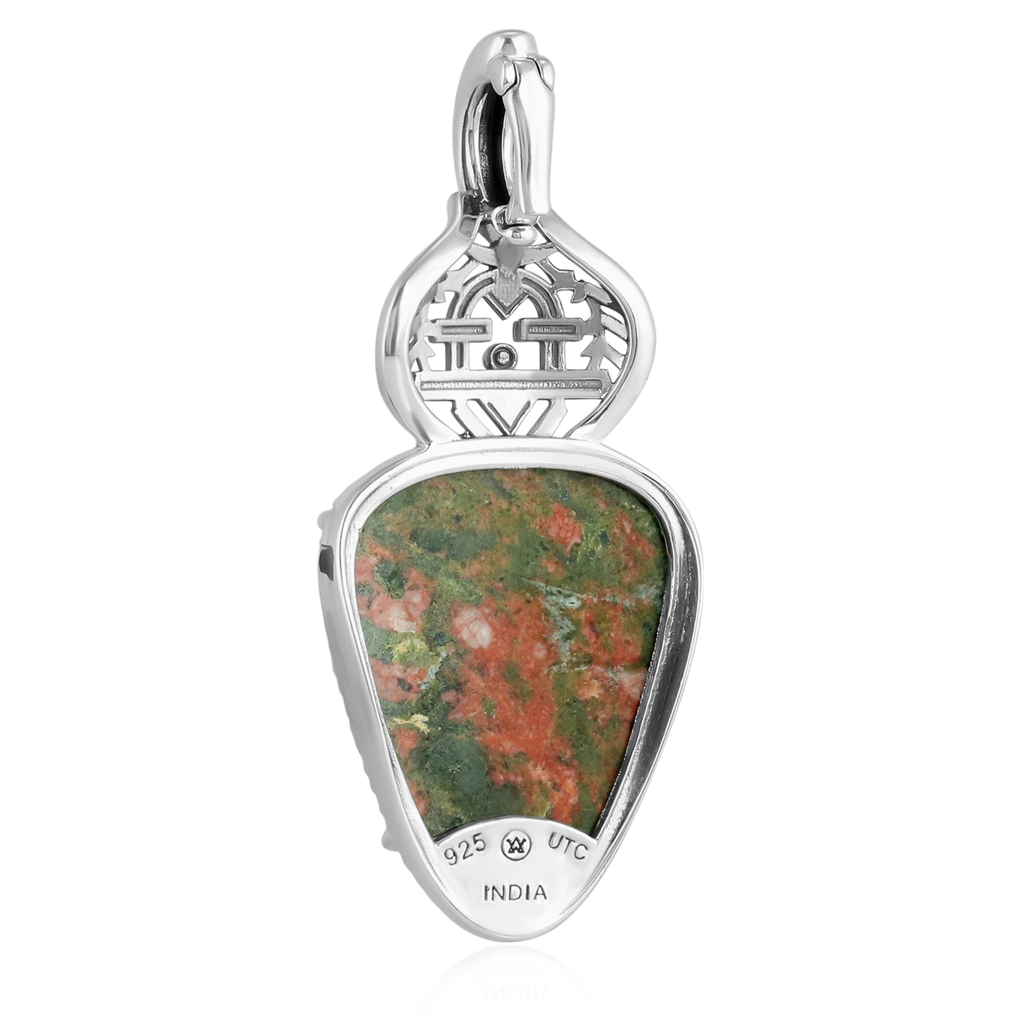 Fritz Casuse Sterling Silver Yeibichai Unakite Pendant Enhancer