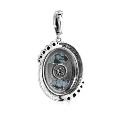 Sterling Silver Snowflake Obsidian Bold Oval Pendant Enhancer