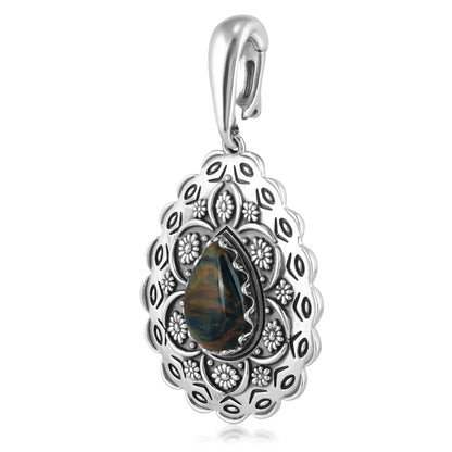 Sterling Silver Pietersite Pear Pendant Enhancer