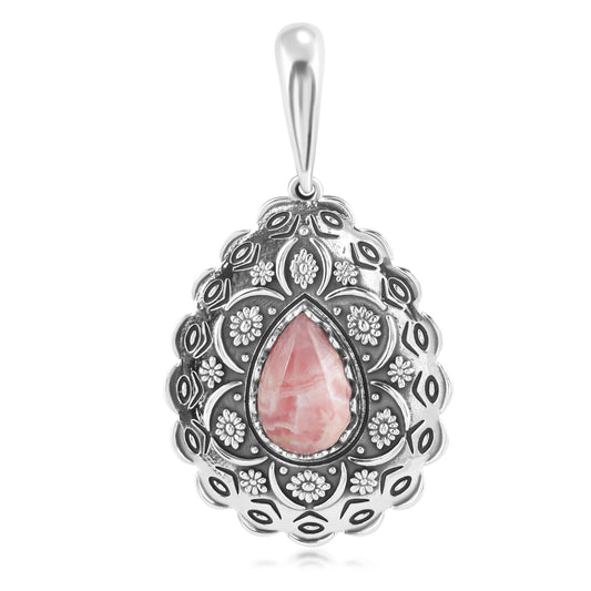 Sterling Silver Rhodochrosite Pear Pendant Enhancer