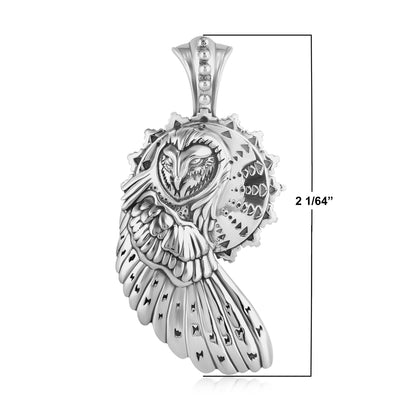 Sterling Silver  Fritz Casuse Bold Owl Design Pendant Enhancer