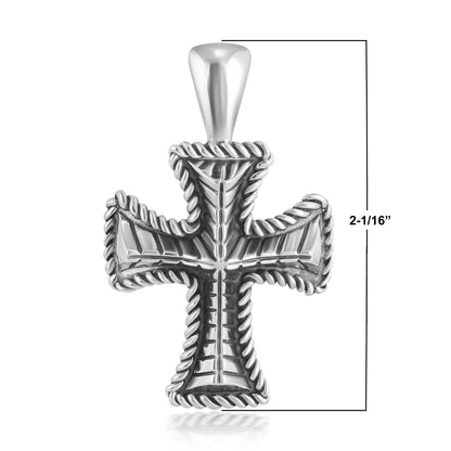 EXCLUSIVELY OURS! Sterling Silver Textured Cross Pendant Enhancer