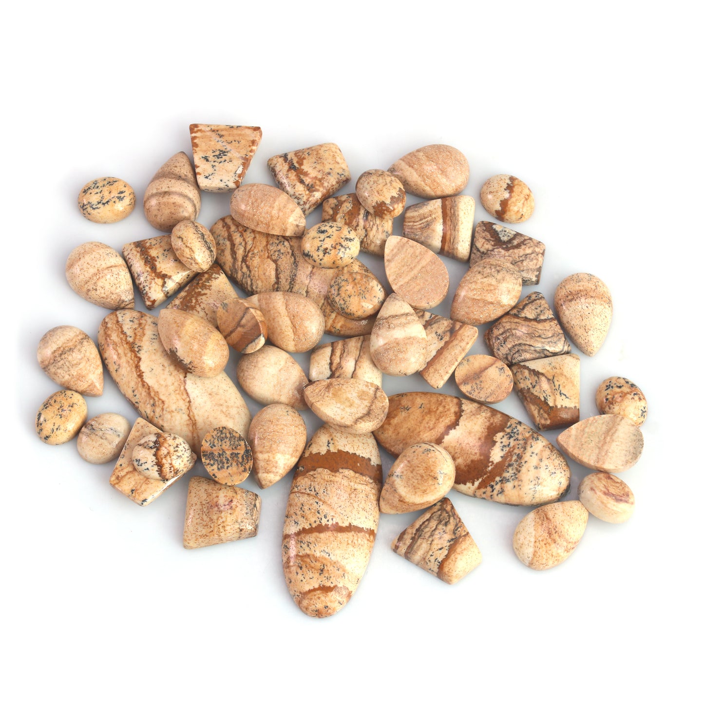 Sterling Silver Picture Jasper Crown Detail Lever Back Earrings