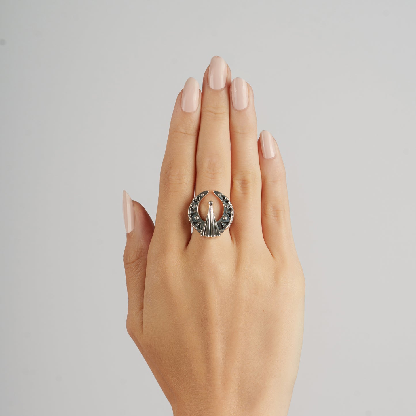 Sterling Silver Fritz Casuse Textured Naja Ring, Sizes 5 to 11