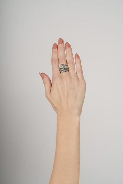 Sterling Silver Stirrup Chain Ring, Sizes 5 to 11