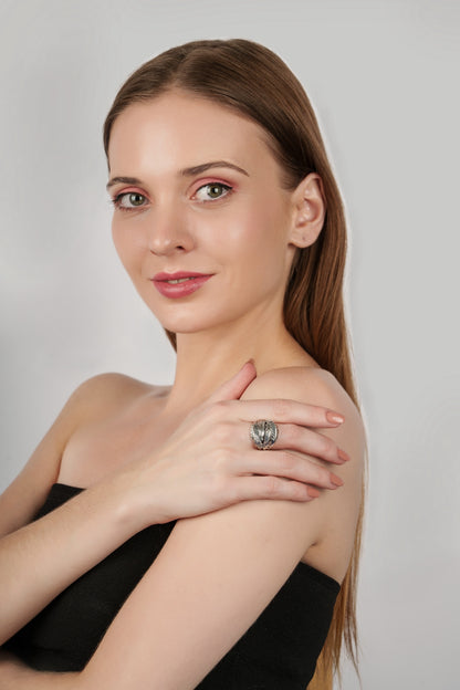 Sterling Silver Stirrup Chain Ring, Sizes 5 to 11