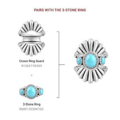 EXCLUSIVELY OURS! Sterling Silver Kingman Turquoise 3-Stone Ring, Sizes 5 to 11