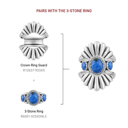 Sterling Silver Lapis 3-Stone Ring, Sizes 5 to 10