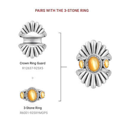 EXCLUSIVELY OURS! Sterling Silver Yellow Mother of Pearl 3-Stone Ring, Sizes 5 to 11