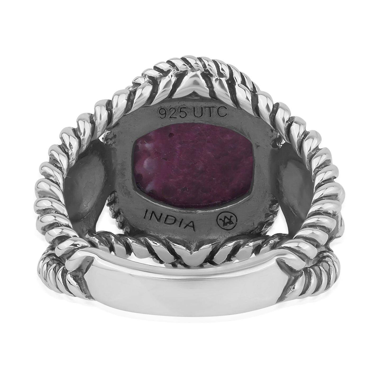 Sterling Silver Purple Spiny Oyster Concha Flower Ring, Sizes 5 to 10