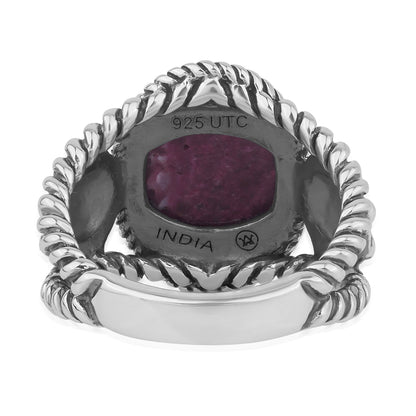 Sterling Silver Purple Spiny Oyster Concha Flower Ring, Sizes 5 to 10