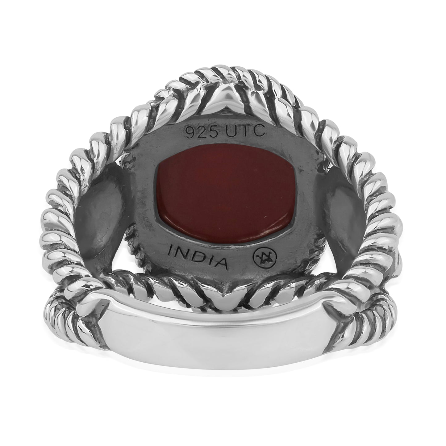 Sterling Silver Red Jasper Concha Flower Ring, Sizes 5 to 10