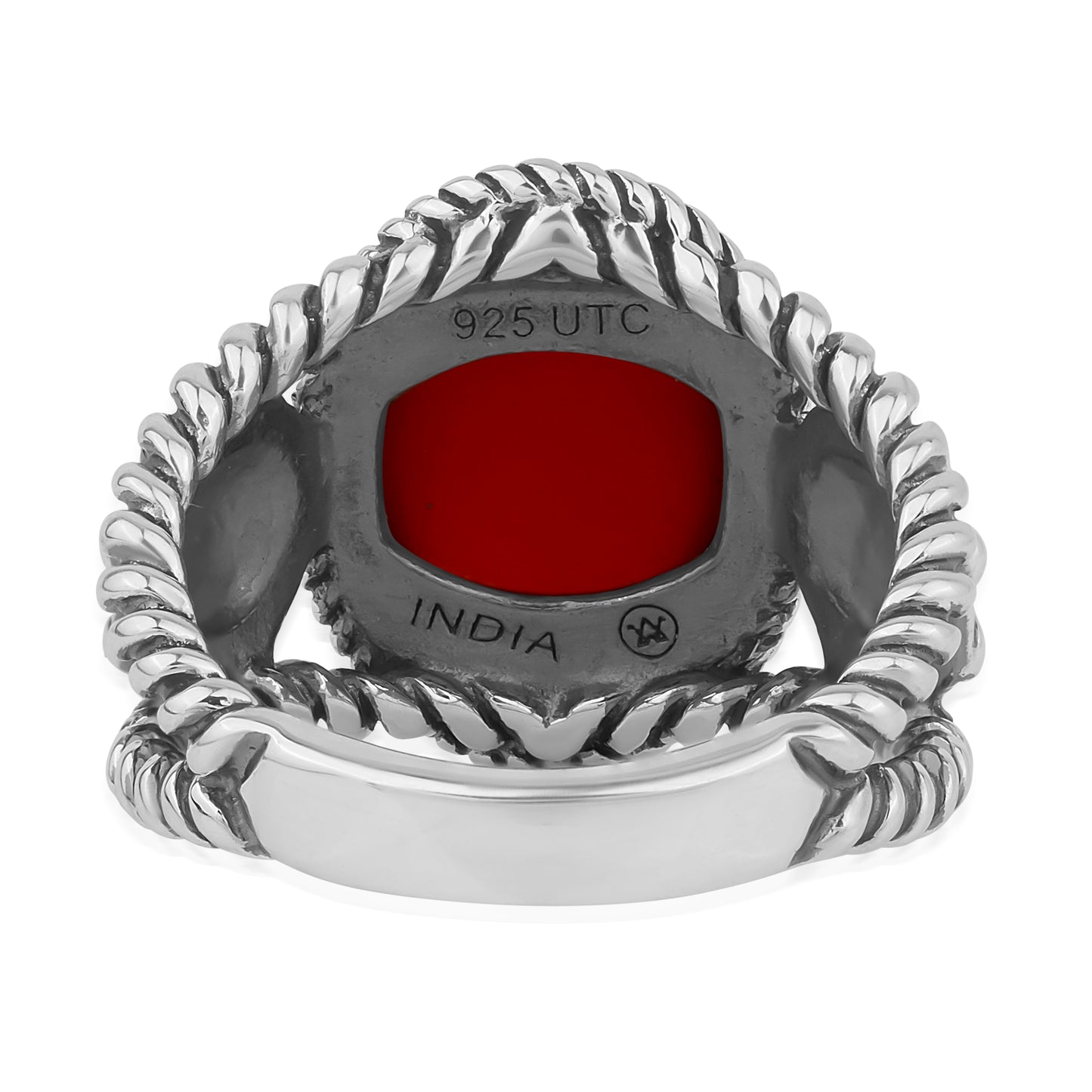 Sterling Silver Red Onyx Concha Flower Design Ring, Sizes 5 to 10