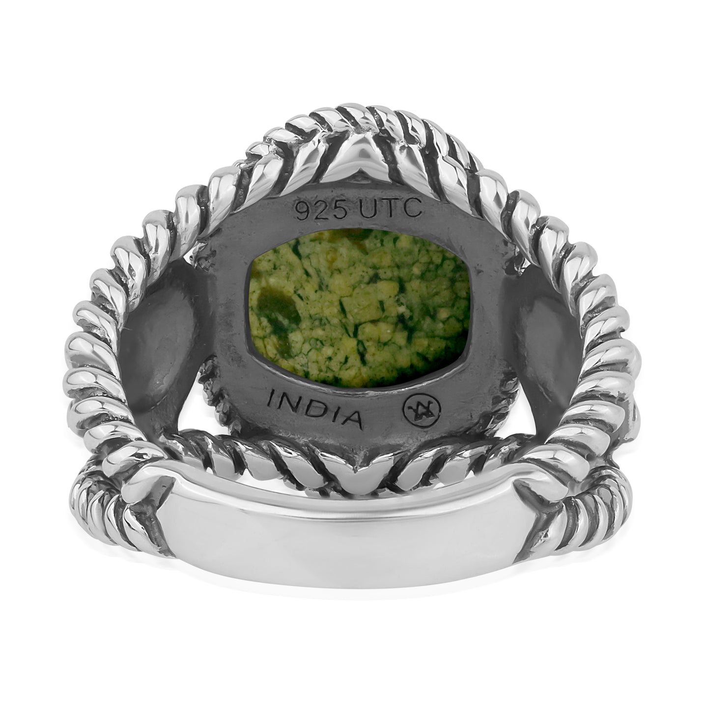 Sterling Silver Serpentine Concha Flower Ring, Sizes 5 to 11