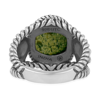 Sterling Silver Serpentine Concha Flower Ring, Sizes 5 to 11