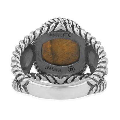 Sterling Silver Tiger's Eye Concha Flower Design Ring, Sizes 5 to 10