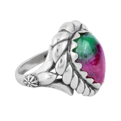 EXCLUSIVELY OURS! Sterling Silver Ruby Zoisite Pear Cut Rope Ring, Sizes 5 to 11