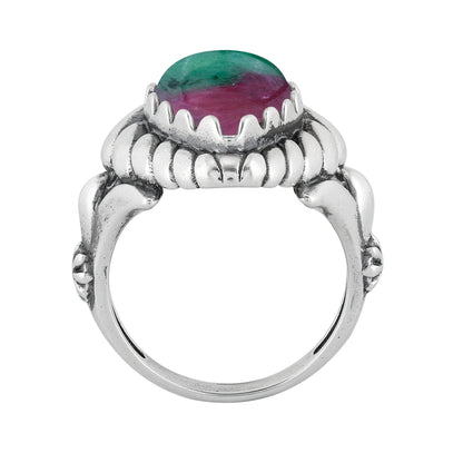 EXCLUSIVELY OURS! Sterling Silver Ruby Zoisite Pear Cut Rope Ring, Sizes 5 to 11