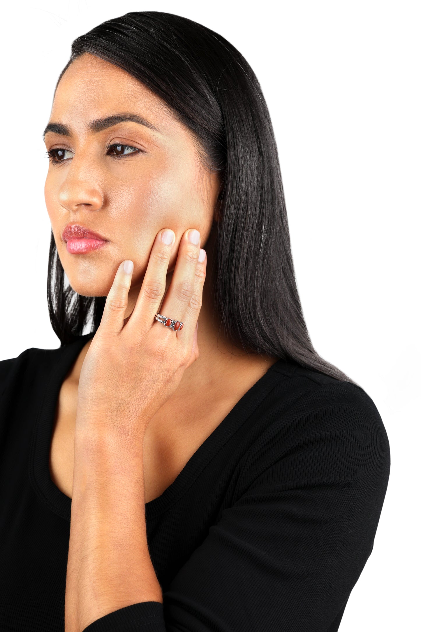 EXCLUSIVELY OURS! Sterling Silver Red Jasper 3-Stone Ring, Sizes 5 to 10