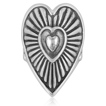 Sterling Silver Bold Heart Ring, Sizes 5 to 10