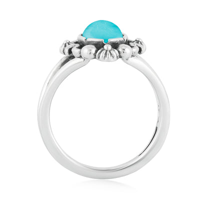 Sterling Silver Blue Turquoise Gemstone Oval Ring Size 5 to 10