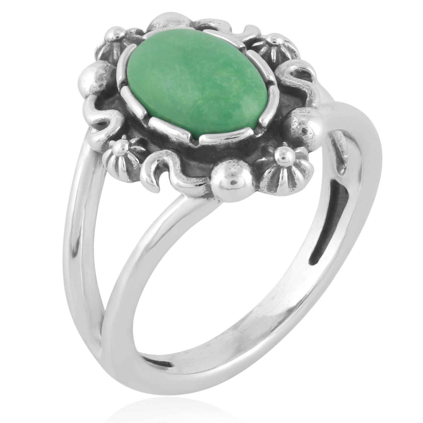 Sterling Silver Green Turquoise Gemstone Ring, Sizes 5 to 10