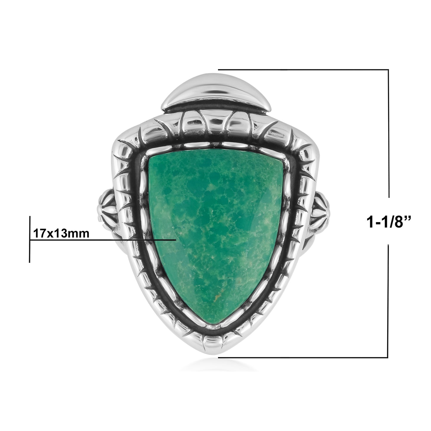 Sterling Silver Green Turquoise Arrowhead Ring Sizes 5 to 10