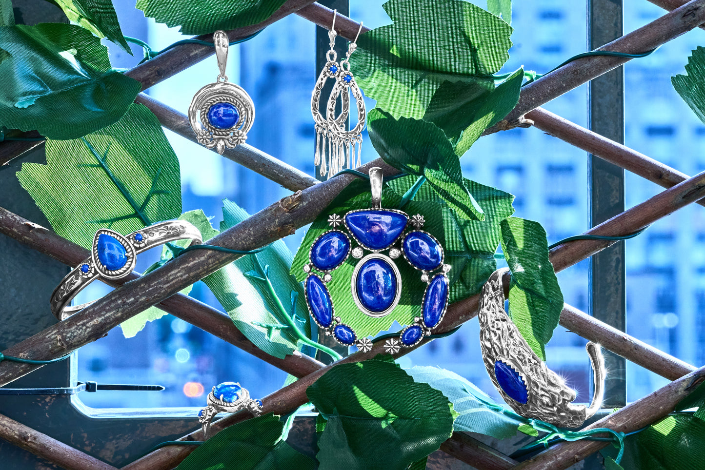 EXCLUSIVELY OURS! Sterling Silver Oval Lapis Lazuli Naja Pendant Enhancer