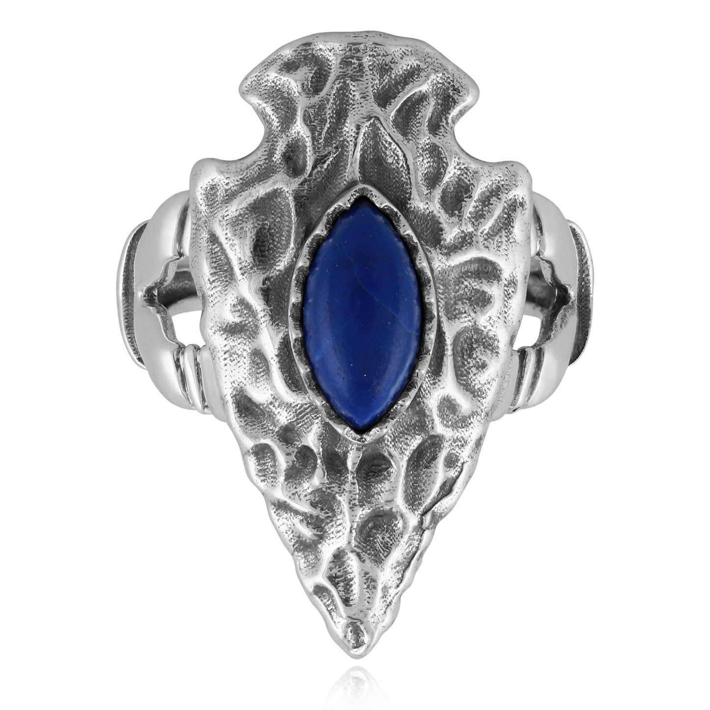 EXCLUSIVELY OURS! Sterling Silver Lapis Fritz Casuse Arrowhead Ring Sizes 5 to 10