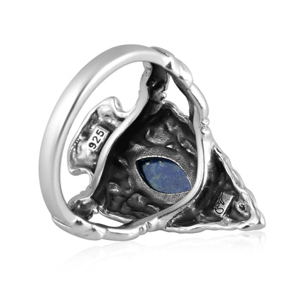 EXCLUSIVELY OURS! Sterling Silver Lapis Fritz Casuse Arrowhead Ring Sizes 5 to 10