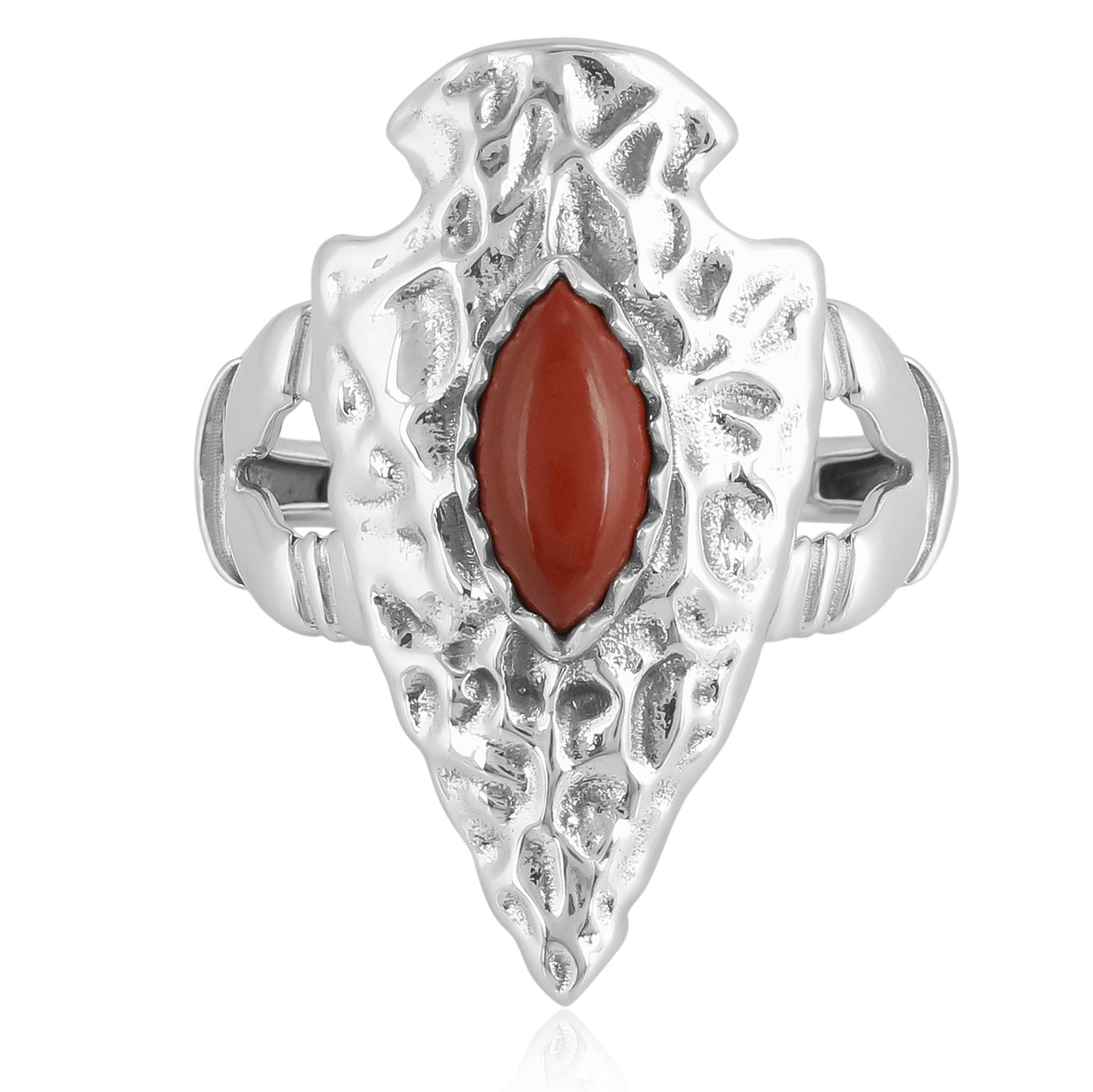 EXCLUSIVELY OURS! Sterling Silver Red Jasper Fritz Casuse Arrowhead Ring Sizes 5 to 10