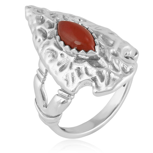 EXCLUSIVELY OURS! Sterling Silver Red Jasper Fritz Casuse Arrowhead Ring Sizes 5 to 10