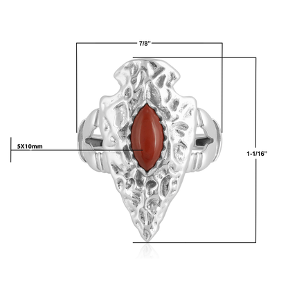 EXCLUSIVELY OURS! Sterling Silver Red Jasper Fritz Casuse Arrowhead Ring Sizes 5 to 10