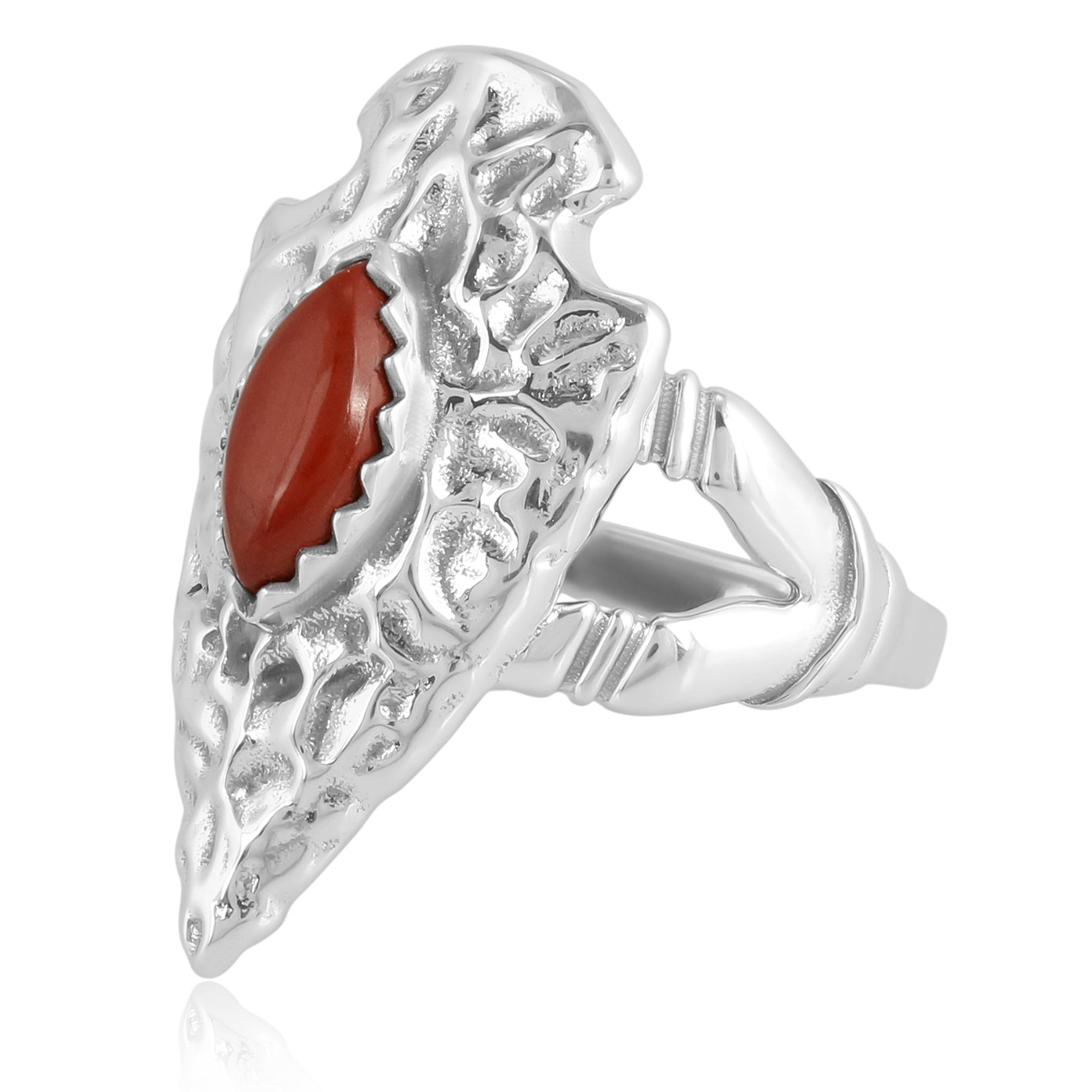 EXCLUSIVELY OURS! Sterling Silver Red Jasper Fritz Casuse Arrowhead Ring Sizes 5 to 10