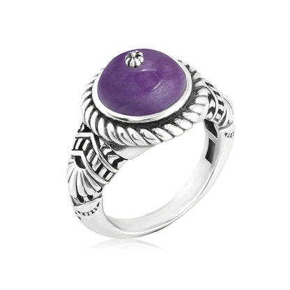 Southwestern Purple Wildflower Ring-Crafted from Sterling Silver with Phosphosiderite Gemstone, Sizes 5 - 10