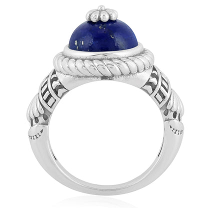 Southwestern Blue Wildflower Ring-Crafted from Sterling Silver with Lapis Gemstone, Sizes 5 - 10