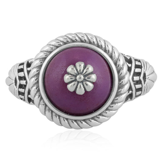 Southwestern Purple Wildflower Ring-Crafted from Sterling Silver with Phosphosiderite Gemstone, Sizes 5 - 10