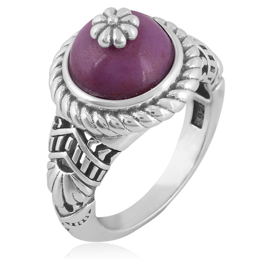Southwestern Purple Wildflower Ring-Crafted from Sterling Silver with Phosphosiderite Gemstone, Sizes 5 - 10