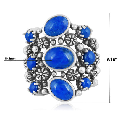 EXCLUSIVELY OURS! Sterling Silver Denim Lapis 9-Stone Cluster Ring, Sizes 5 to 10
