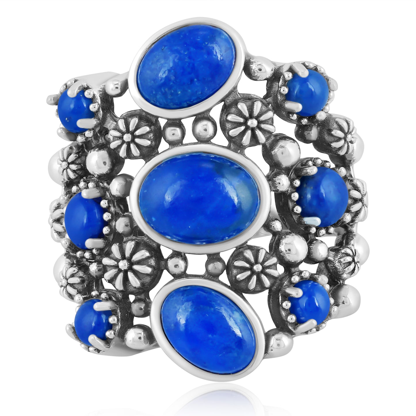 EXCLUSIVELY OURS! Sterling Silver Denim Lapis 9-Stone Cluster Ring, Sizes 5 to 10