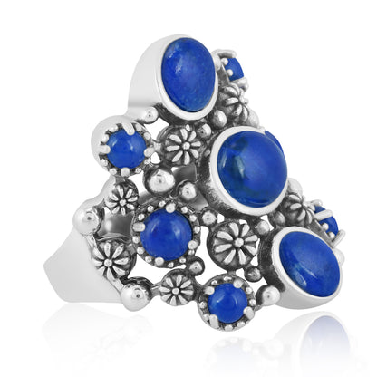 EXCLUSIVELY OURS! Sterling Silver Denim Lapis 9-Stone Cluster Ring, Sizes 5 to 10