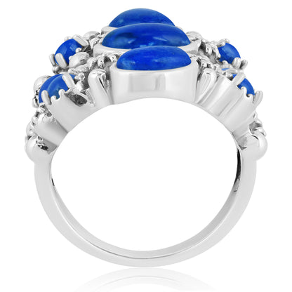 EXCLUSIVELY OURS! Sterling Silver Denim Lapis 9-Stone Cluster Ring, Sizes 5 to 10