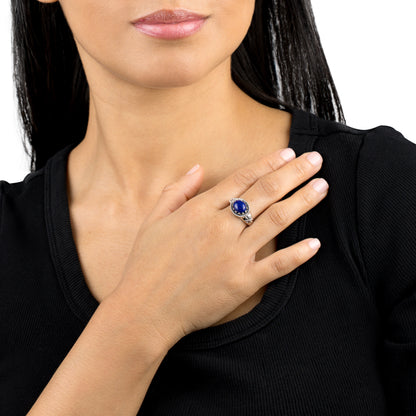 Sterling Silver Lapis East West Ring, Sizes 5 to 11