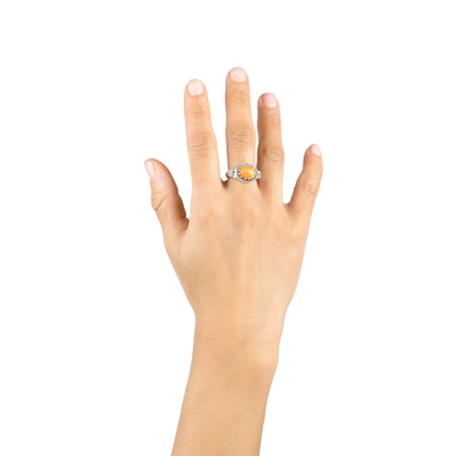 Sterling Silver Orange Spiny Oyster East West Ring, Sizes 5 to 11
