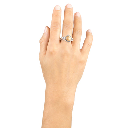 Sterling Silver Picture Jasper East West Ring, Sizes 5 to 11